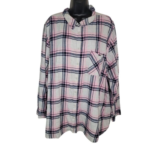 Catherines plaid button-up shirt blouse top size 4x - Picture 1 of 5